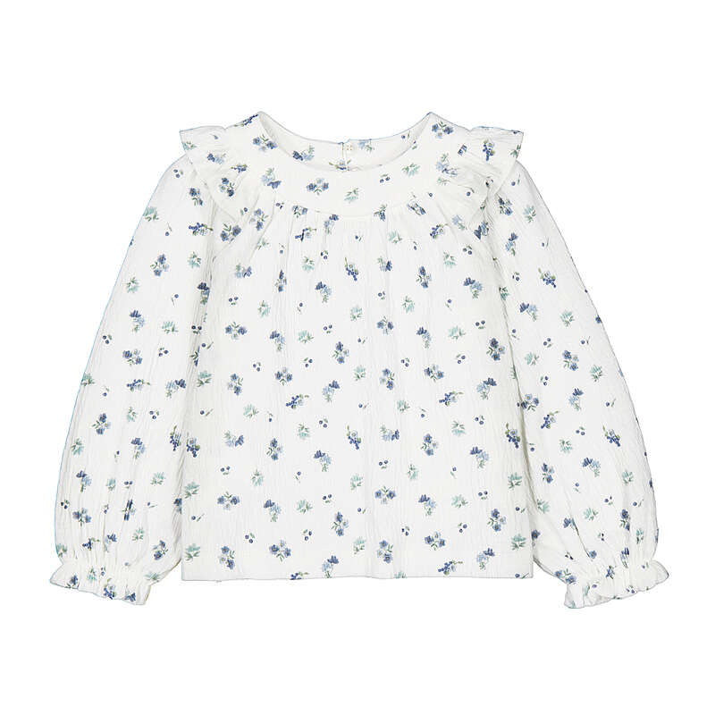 Mayoral – Bambula Printed Blouse in Blue Flowers