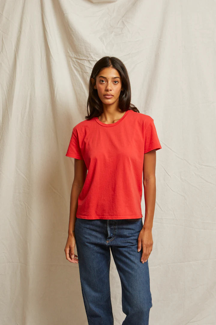 Perfect White Tee - Harley Boxy Crew in Poppy Red