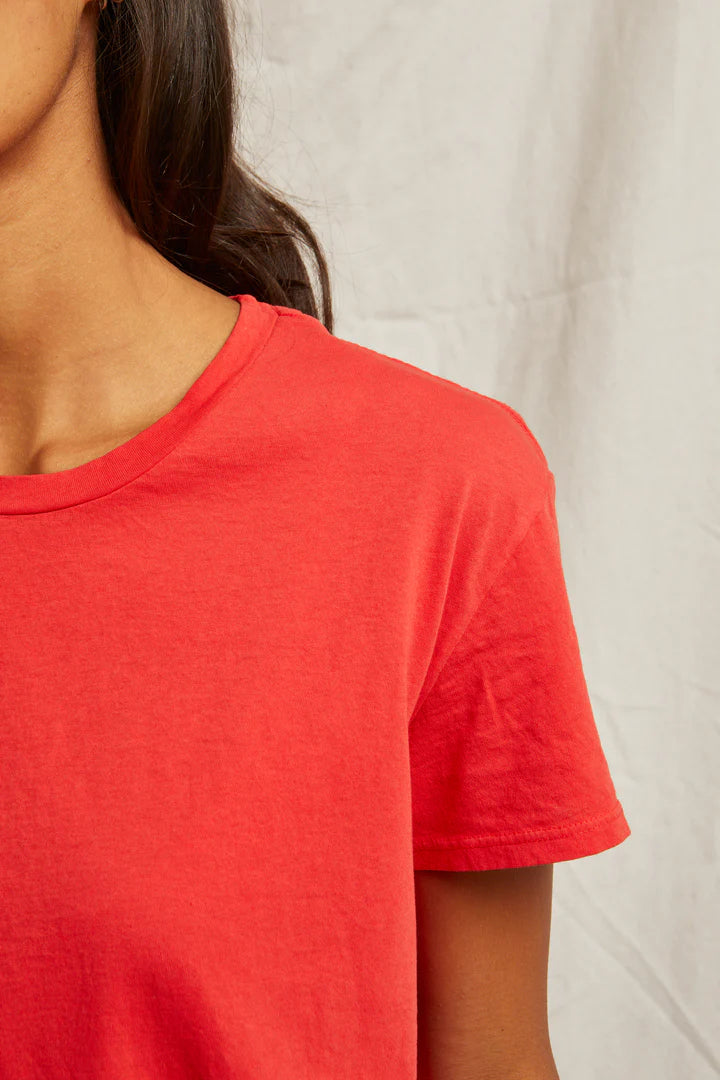 Perfect White Tee - Harley Boxy Crew in Poppy Red