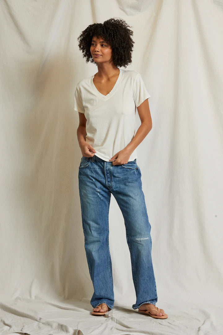 Perfect White Tee – Hendrix V-Neck Tee in Bright Ivory