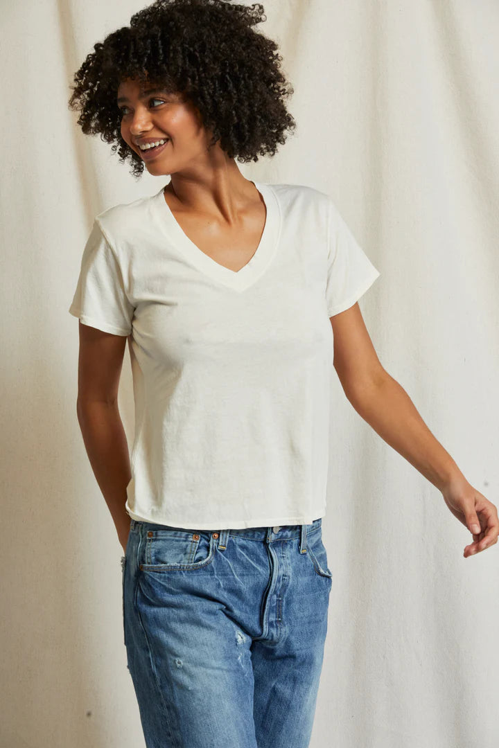 Perfect White Tee – Hendrix V-Neck Tee in Bright Ivory
