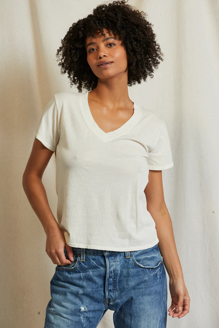 Perfect White Tee – Hendrix V-Neck Tee in Bright Ivory