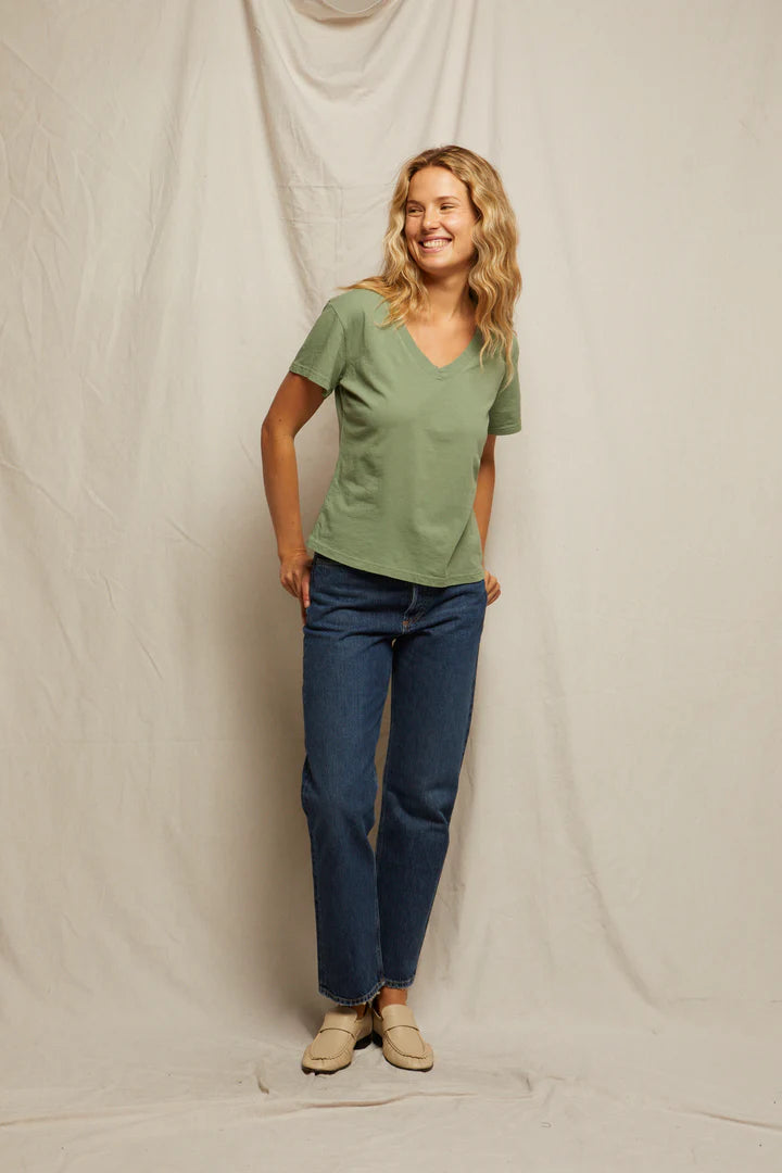 Perfect White Tee – Hendrix V-Neck Tee in Aloe