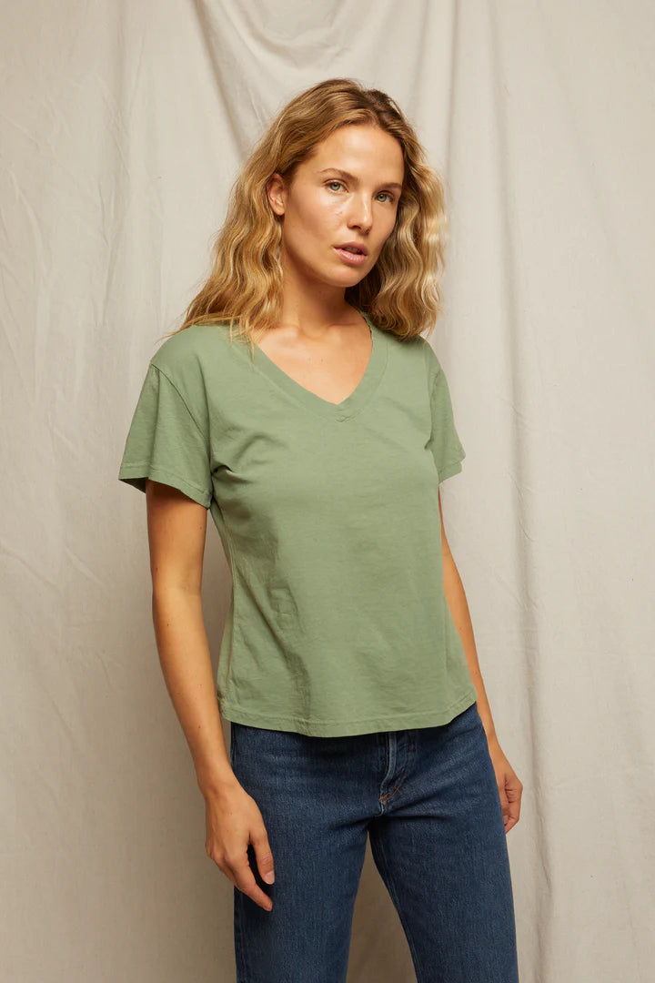 Perfect White Tee – Hendrix V-Neck Tee in Aloe