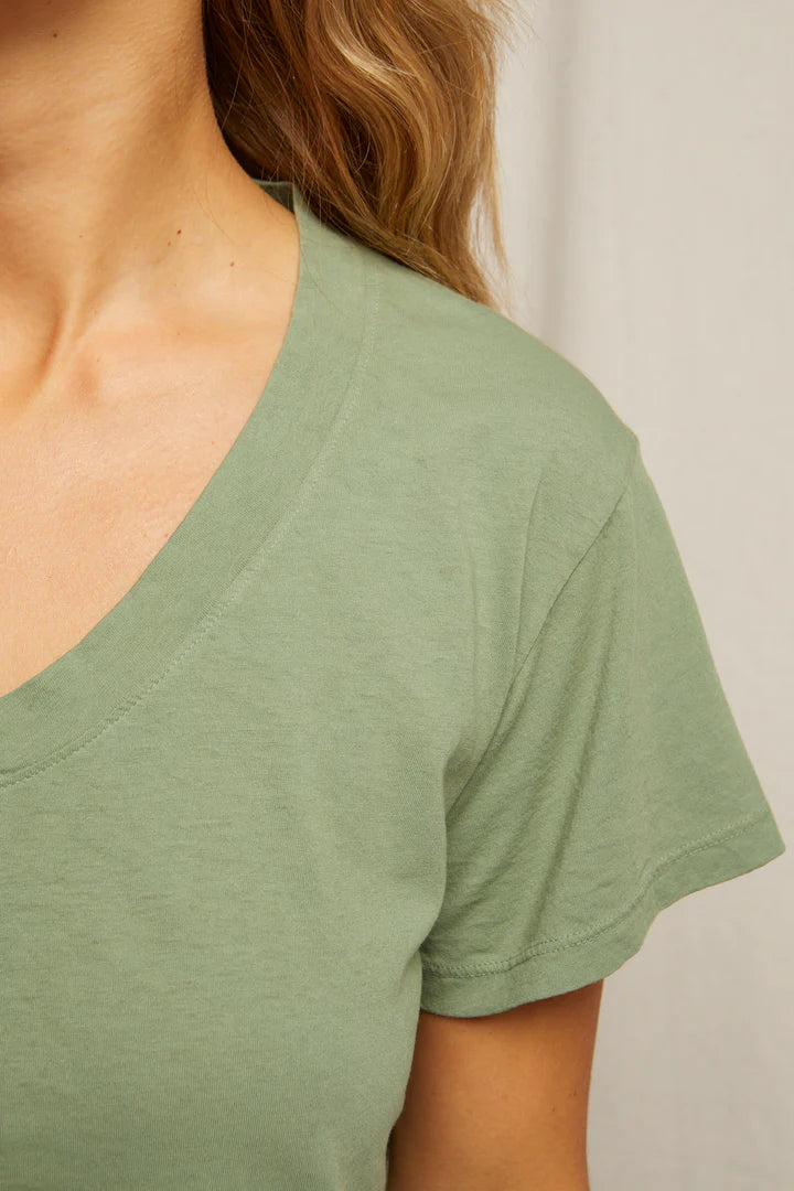 Perfect White Tee – Hendrix V-Neck Tee in Aloe