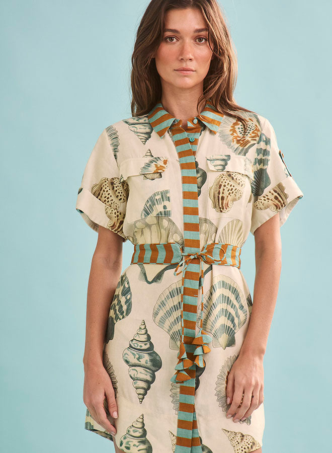 Hunter Bell - Nicole Shirt Dress in Somers Shell Cream
