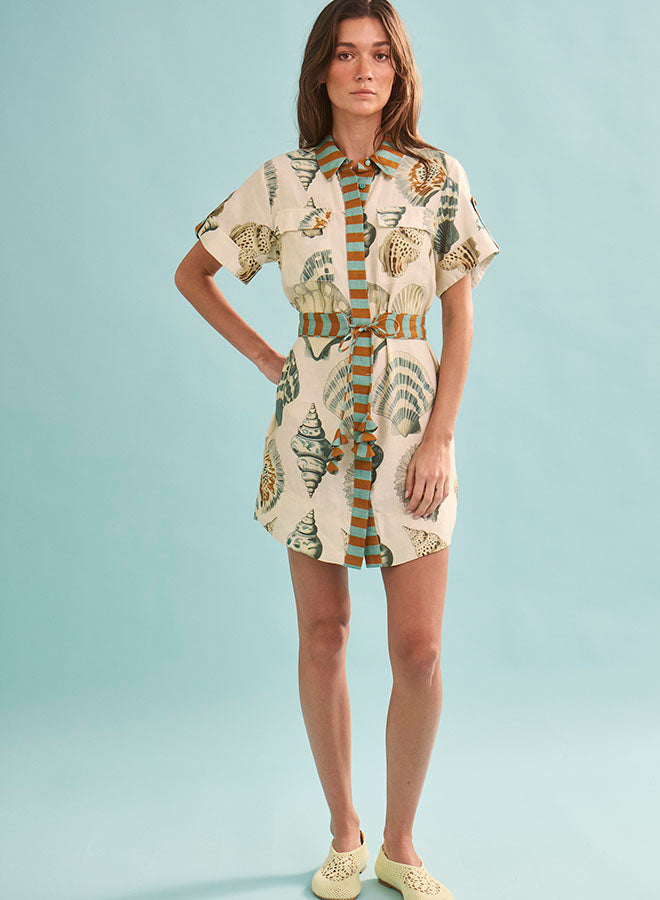 Hunter Bell - Nicole Shirt Dress in Somers Shell Cream