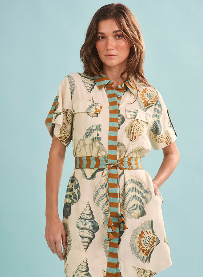 Hunter Bell - Nicole Shirt Dress in Somers Shell Cream