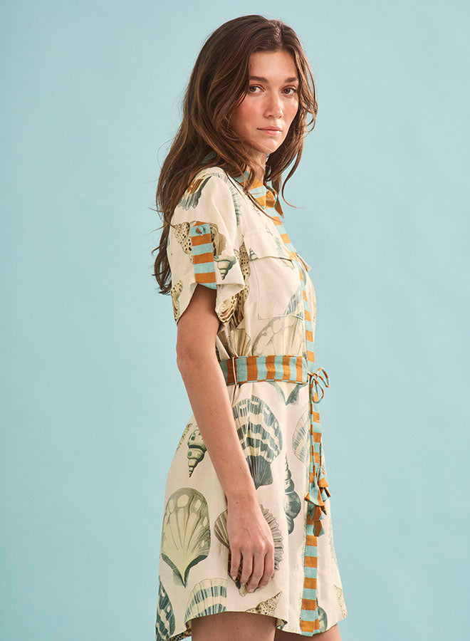 Hunter Bell - Nicole Shirt Dress in Somers Shell Cream