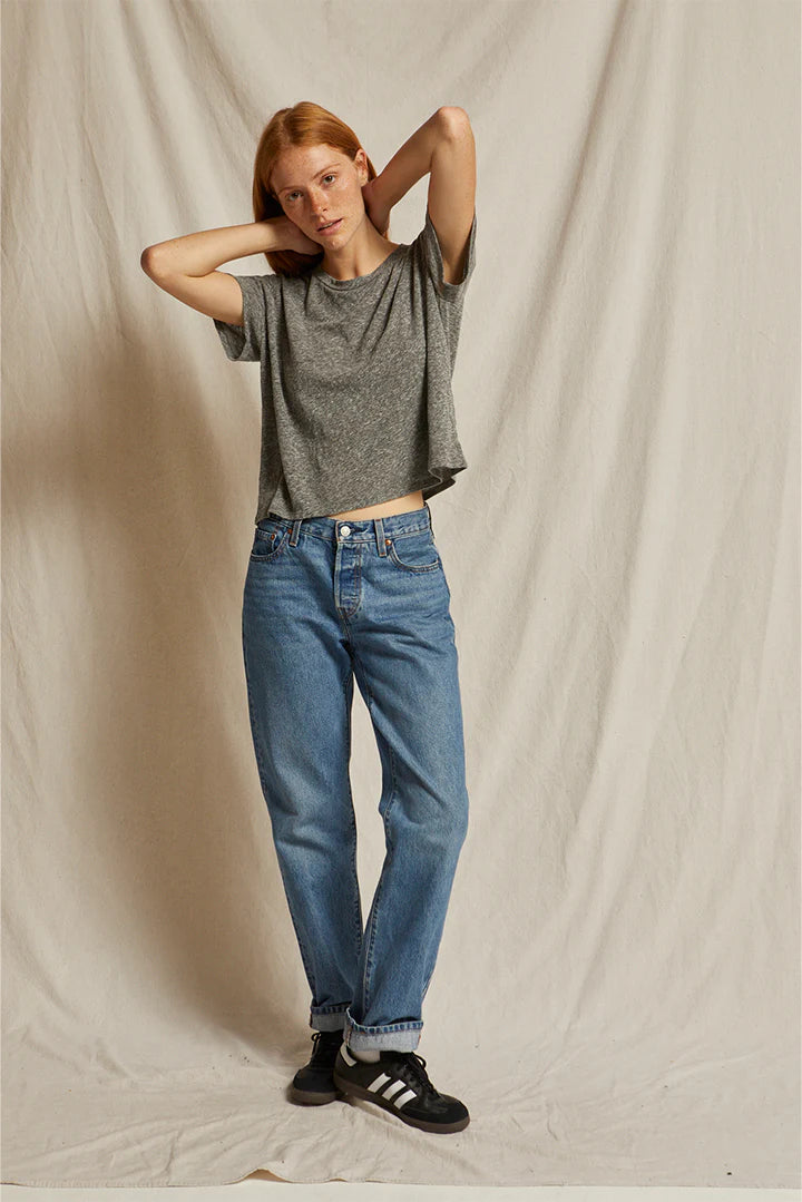 Perfect White Tee - Harley Boxy Crew in Heather Grey