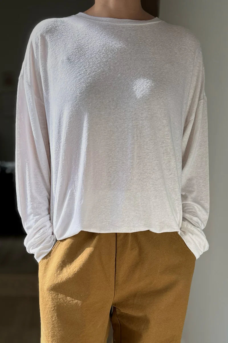 Le Bon Shoppe - Haze Linen Blend Tee in White