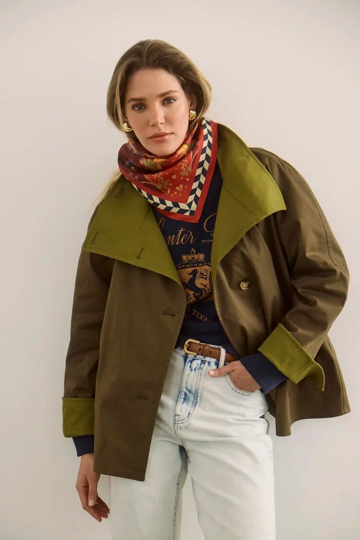 Hunter Bell – Howell Cropped Trench Coat in Khaki Brown