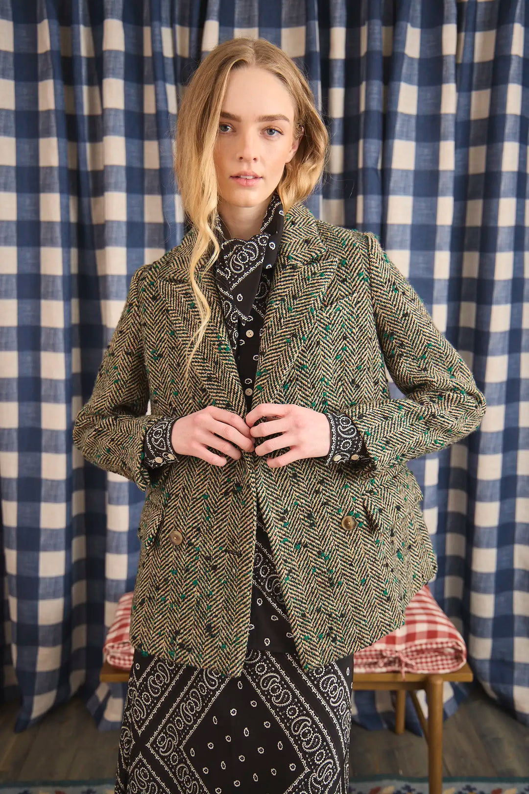 Hunter Bell – Huntley Half Coat in Mixed Herringbone
