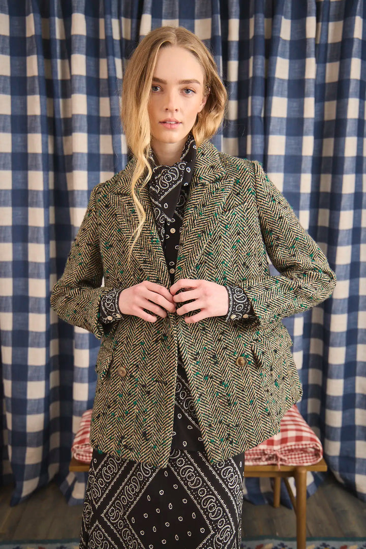 Hunter Bell – Huntley Half Coat in Mixed Herringbone