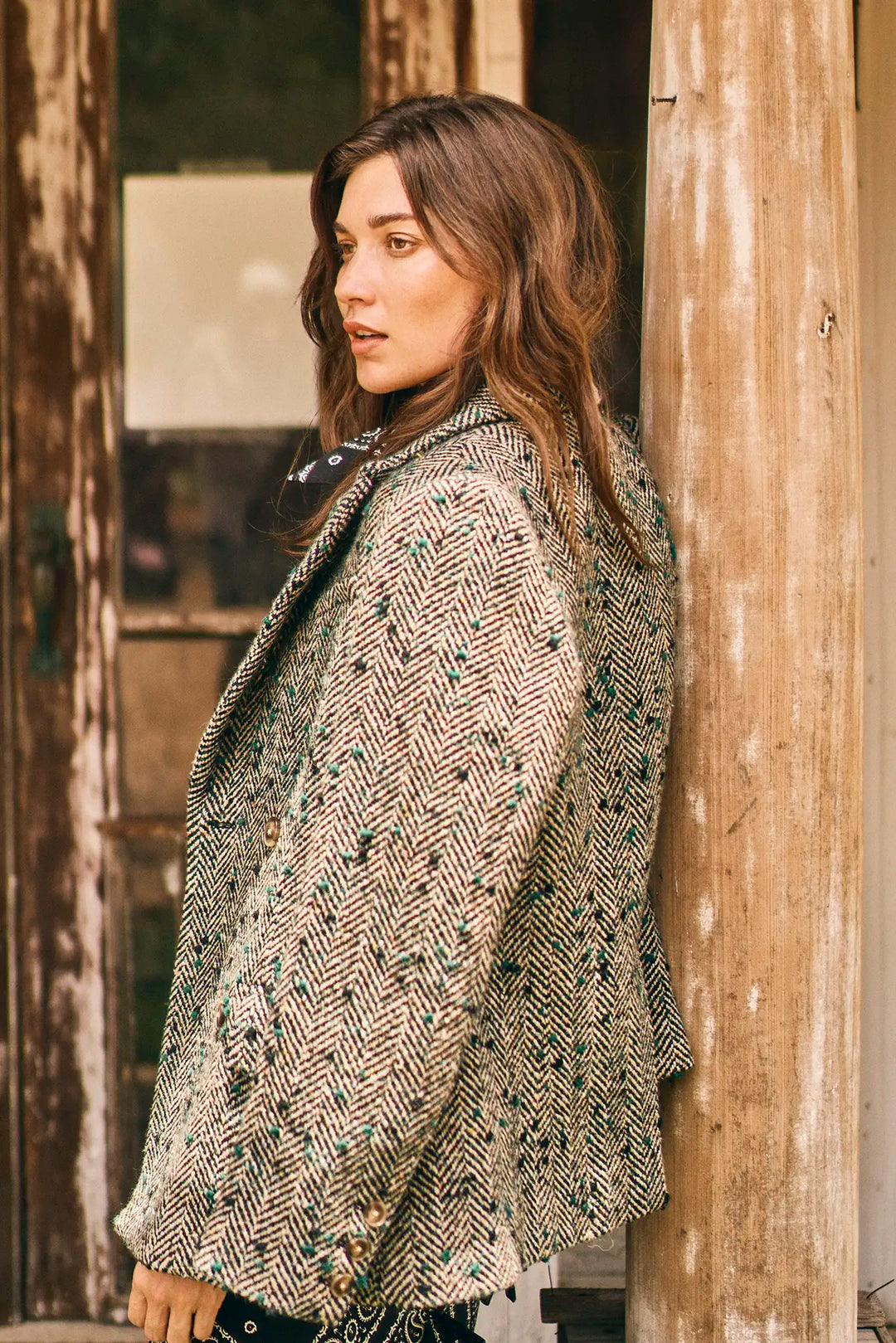 Hunter Bell – Huntley Half Coat in Mixed Herringbone