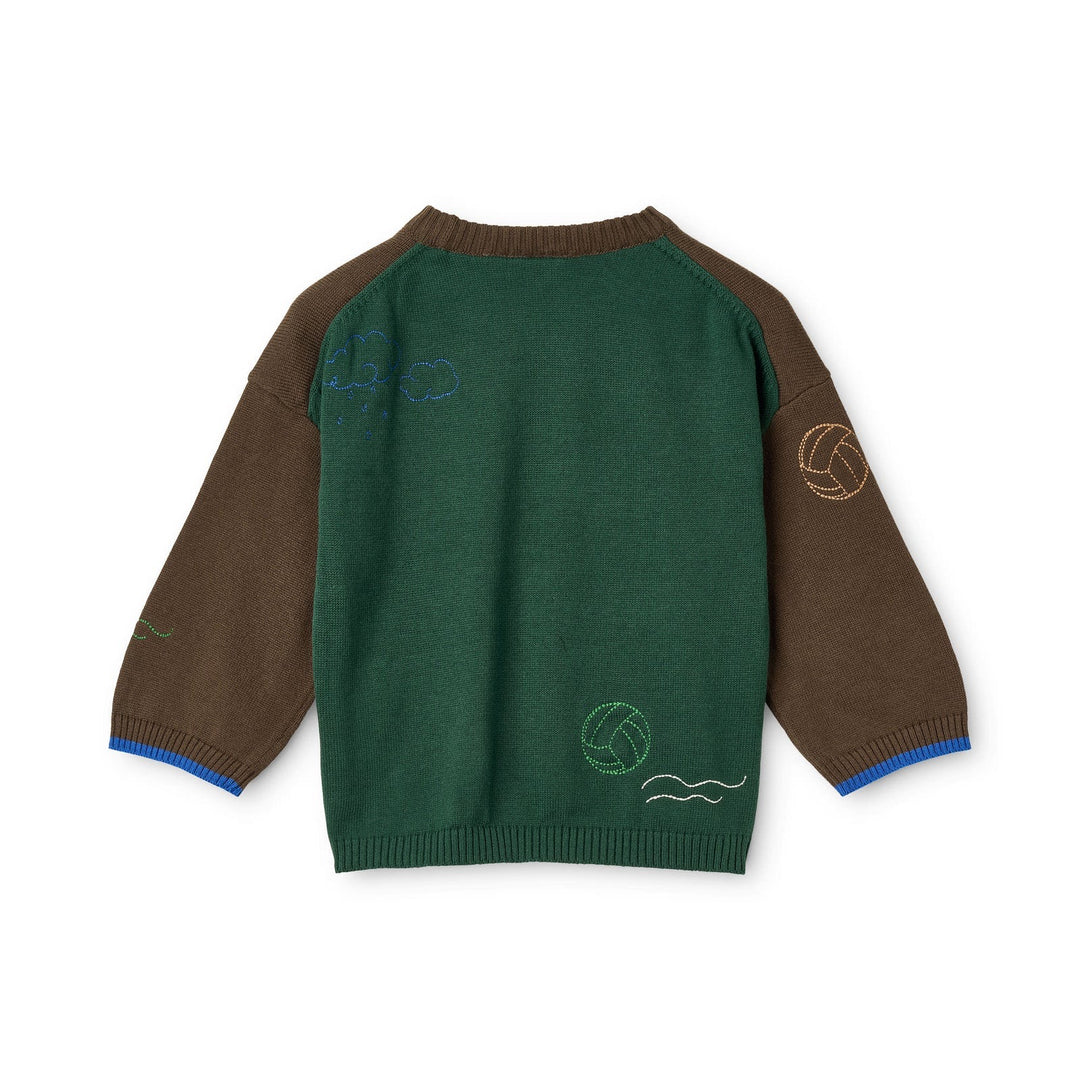 Floess – Gustav Sweater in Brown W Embroidery
