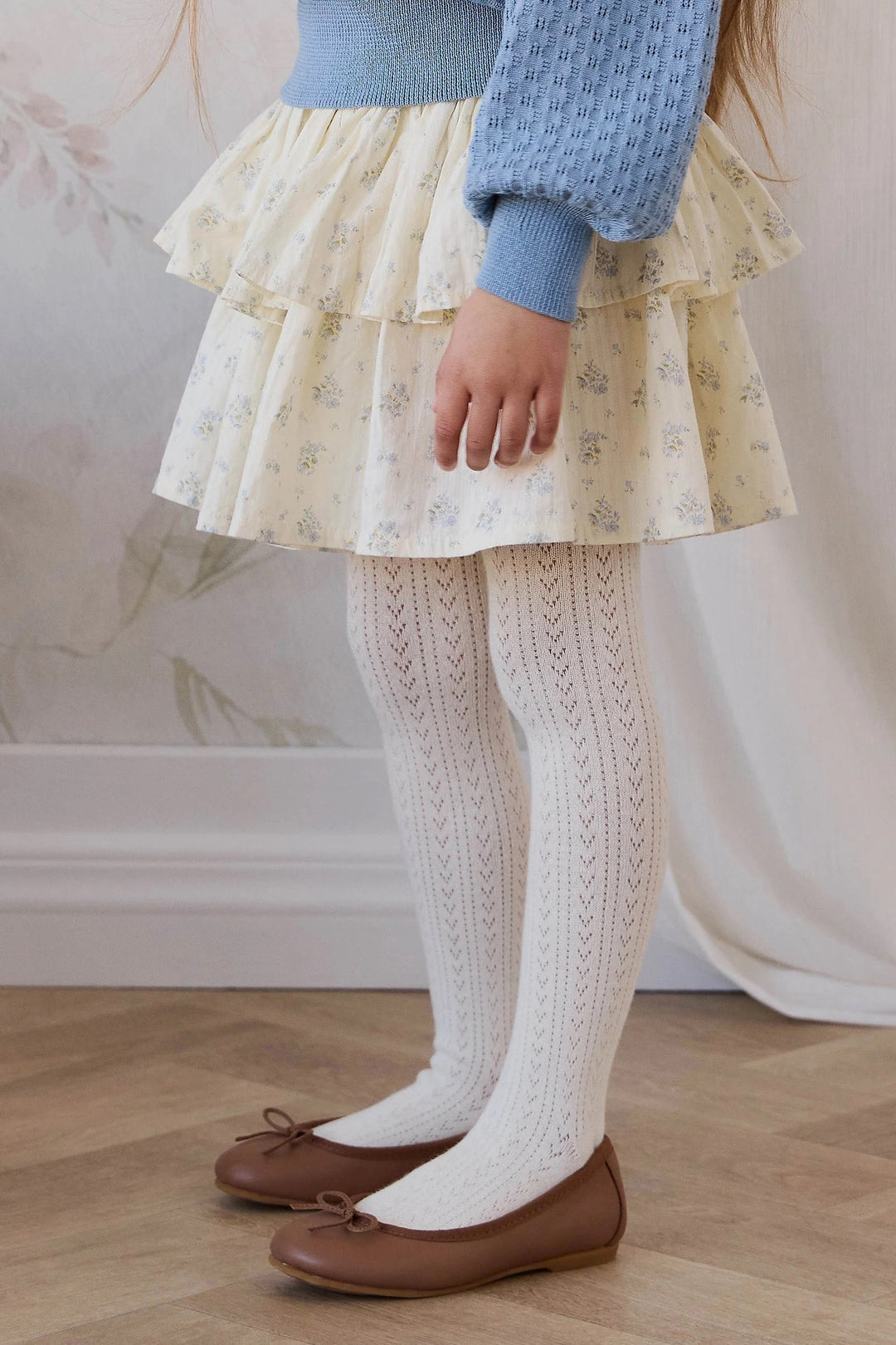 Jamie Kay – Mia Pointelle Tights in Parchment