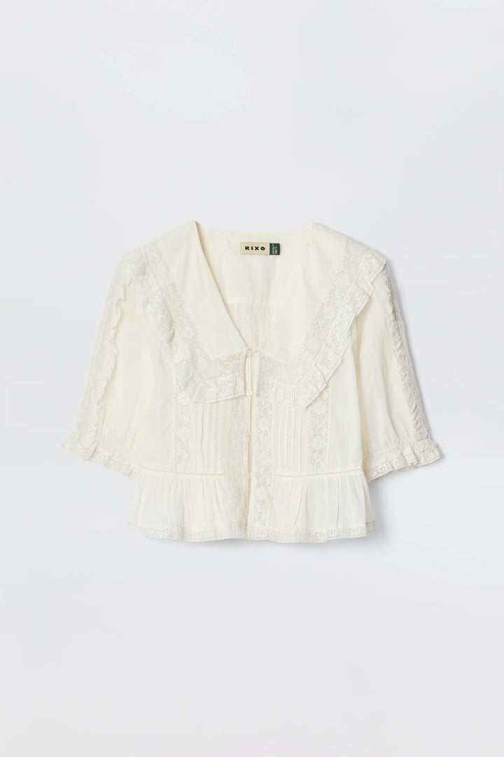 RIXO - Ellery Top White