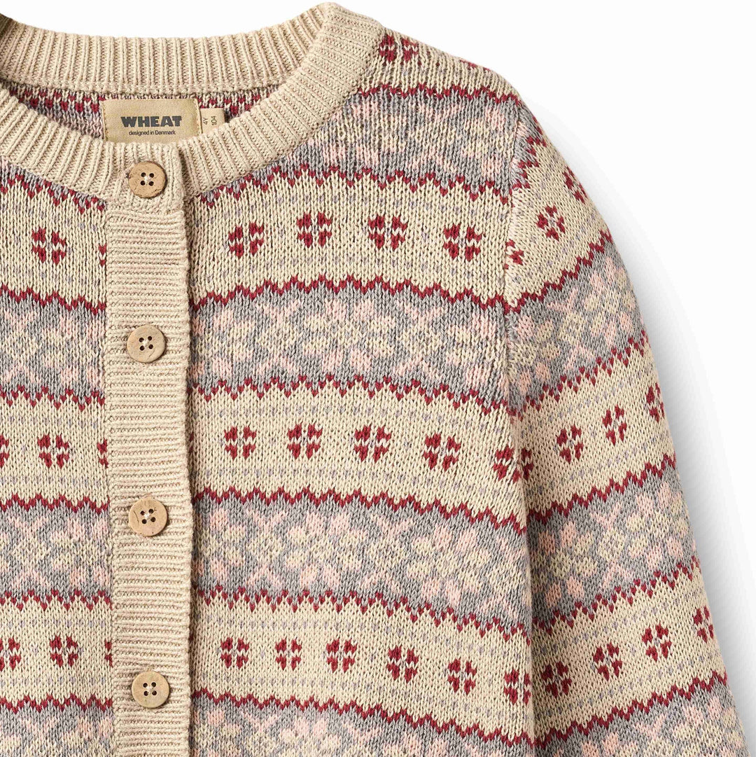 WHEAT – Vikki Jacquard Cardigan in Off White