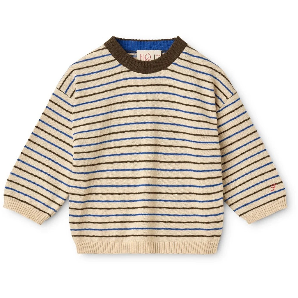 Floess – Storm Sweater in Cream Mosswood Stripe