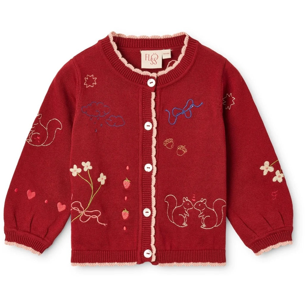 Floess – Agnes Cardigan in Dark Cranberry