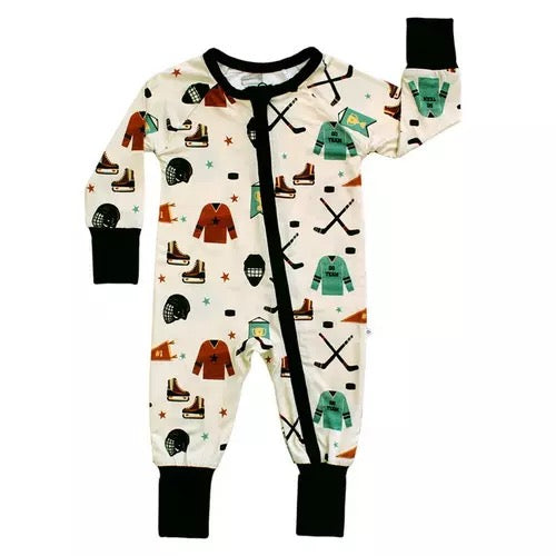 Emerson and Friends - Hat Trick Hockey Bamboo Convertible Footie Romper