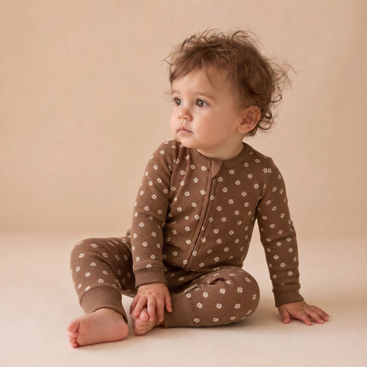 MakeMake Organics - Organic 2-Way Zip Romper in Chestnut Bloom