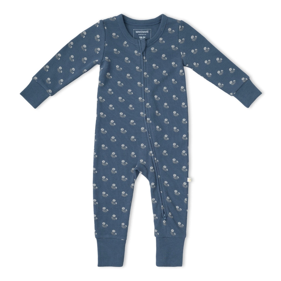 MakeMake Organics - Organic 2-Way Zip Romper in Indigo Blossom