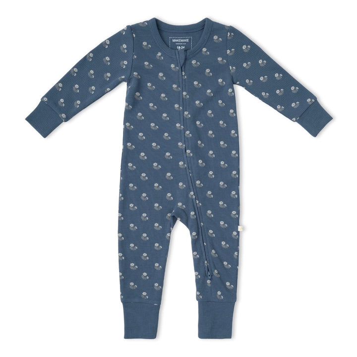 MakeMake Organics - Organic 2-Way Zip Romper in Indigo Blossom