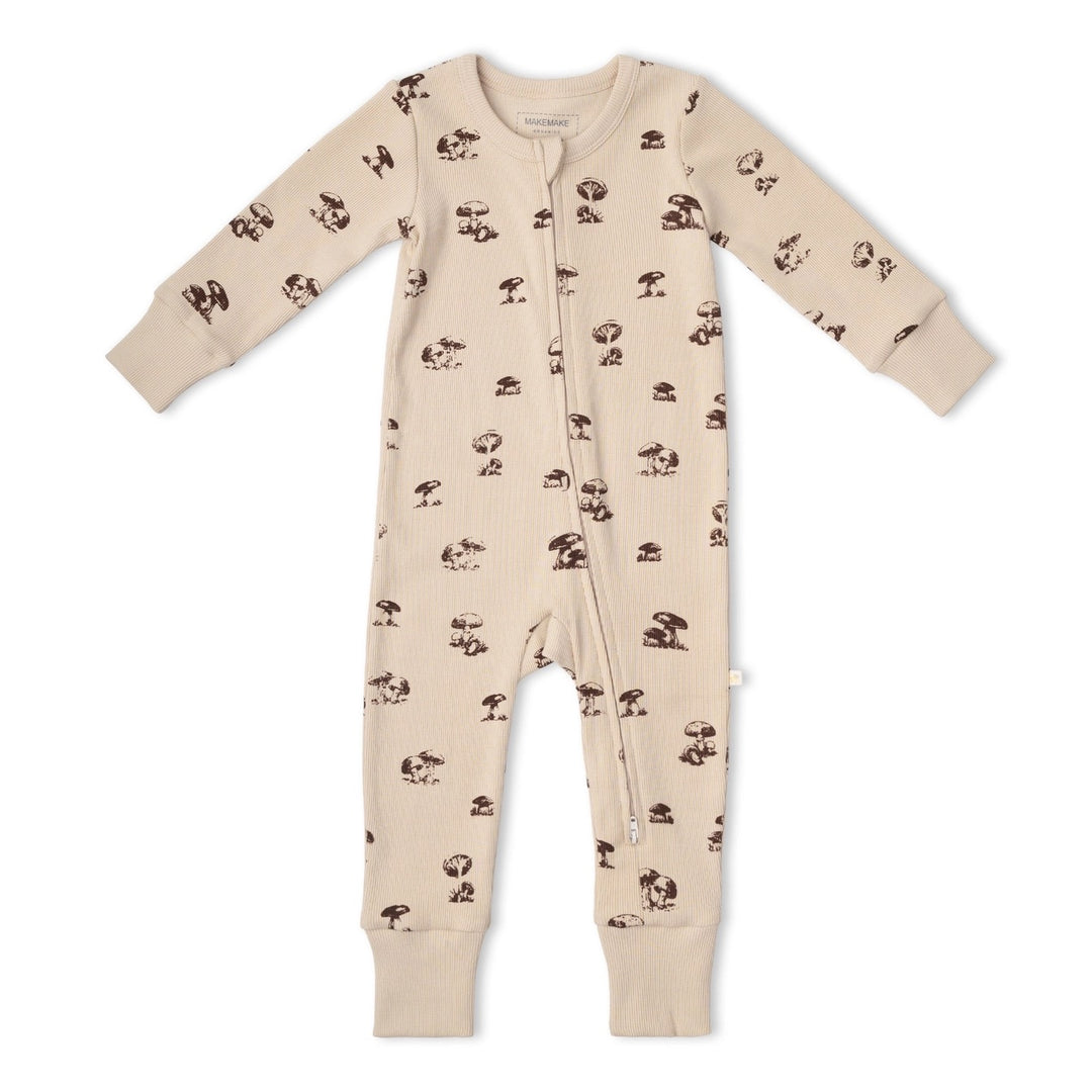 MakeMake Organics - Organic 2-Way Zip Romper in Mushroom