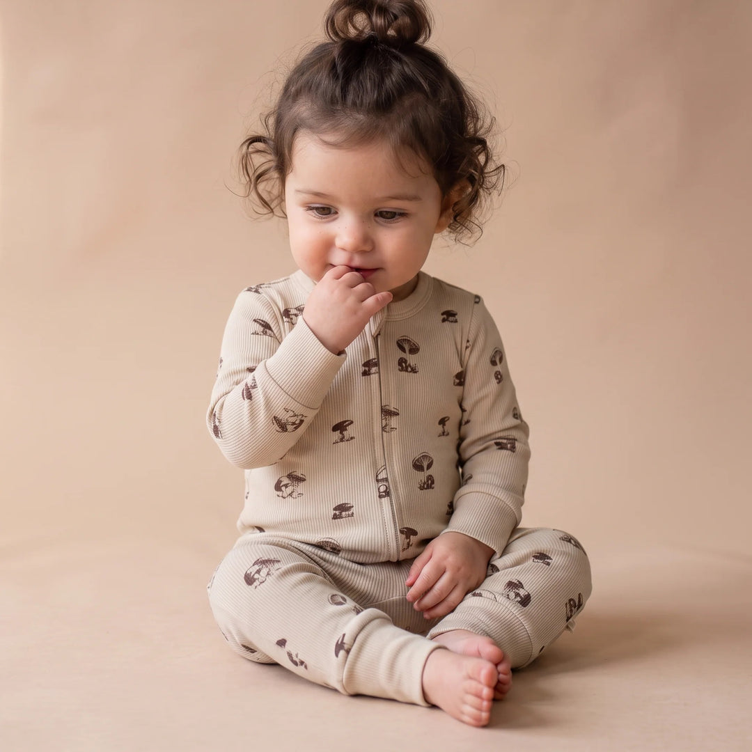MakeMake Organics - Organic 2-Way Zip Romper in Mushroom