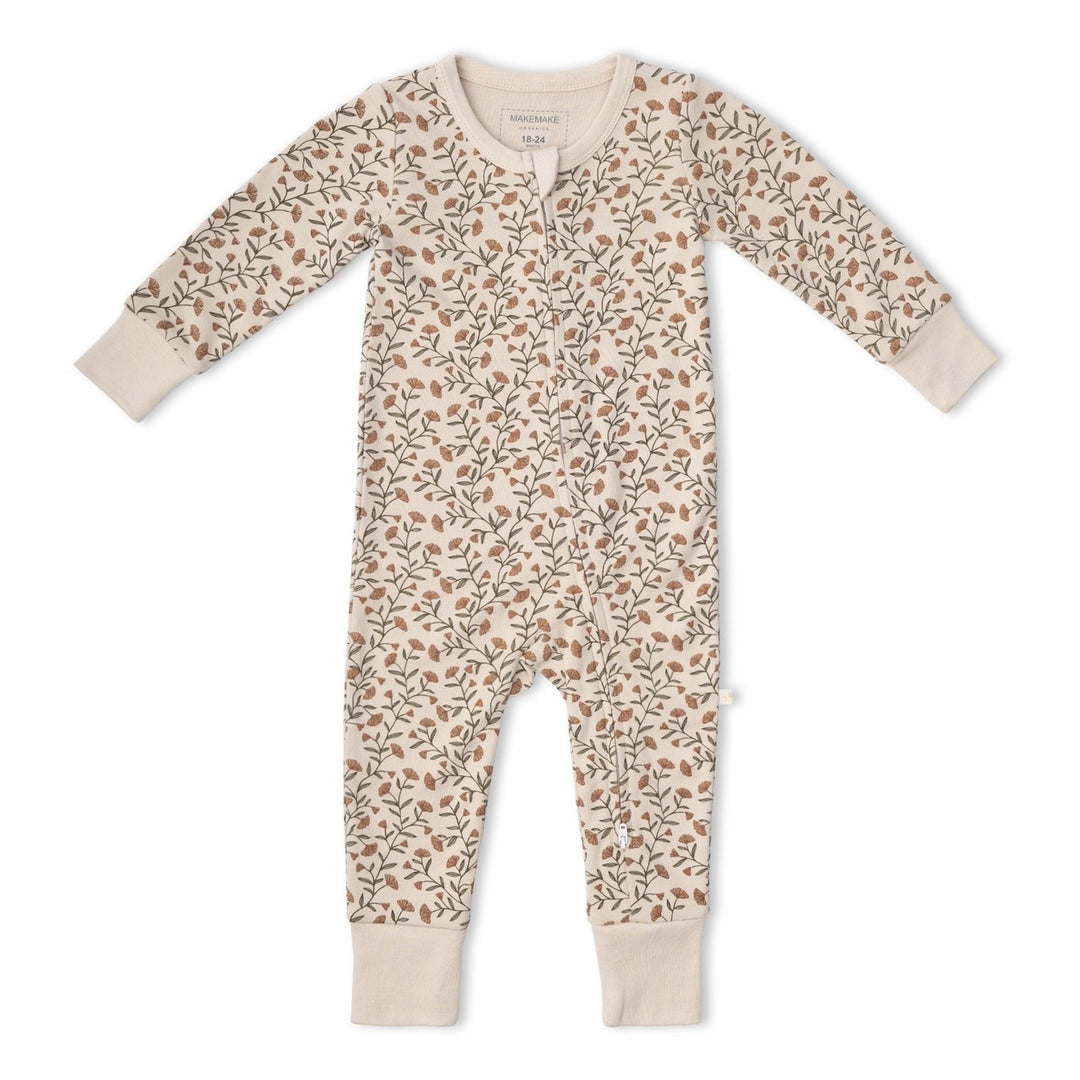 MakeMake Organics - Organic 2-Way Zip Romper in Rustbloom