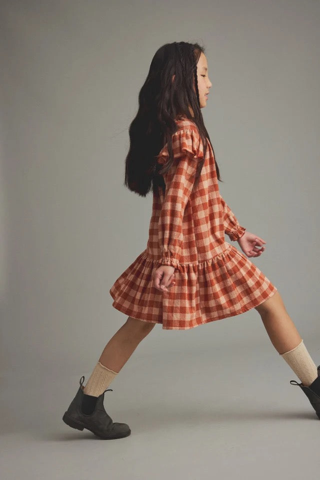 Cozmo-  Malta Dress in Ginger Gingham