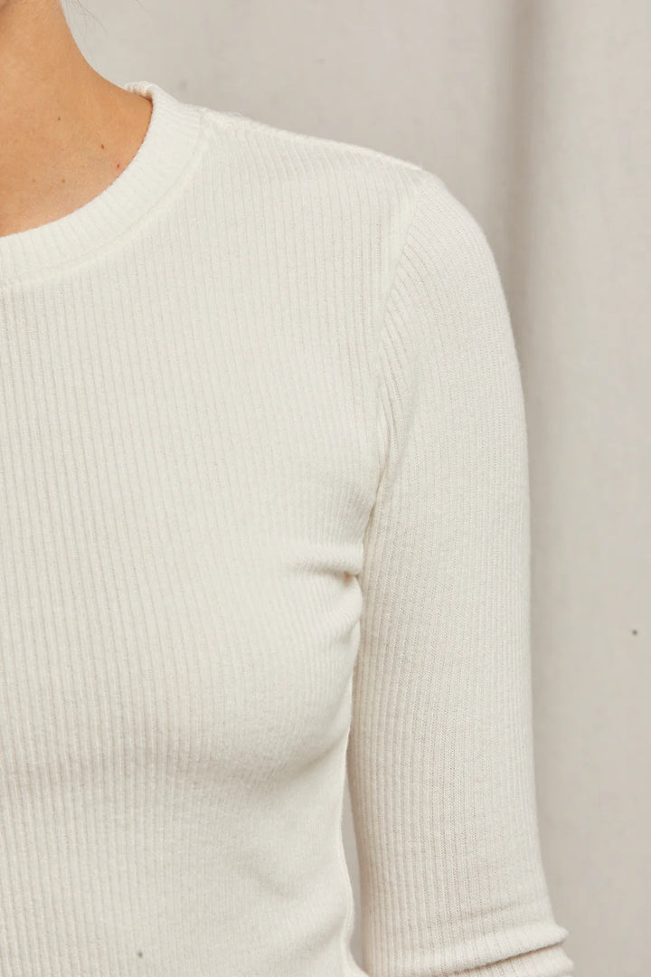 Perfect White Tee - Jolie Sweater Rib Longsleeve in Sugar