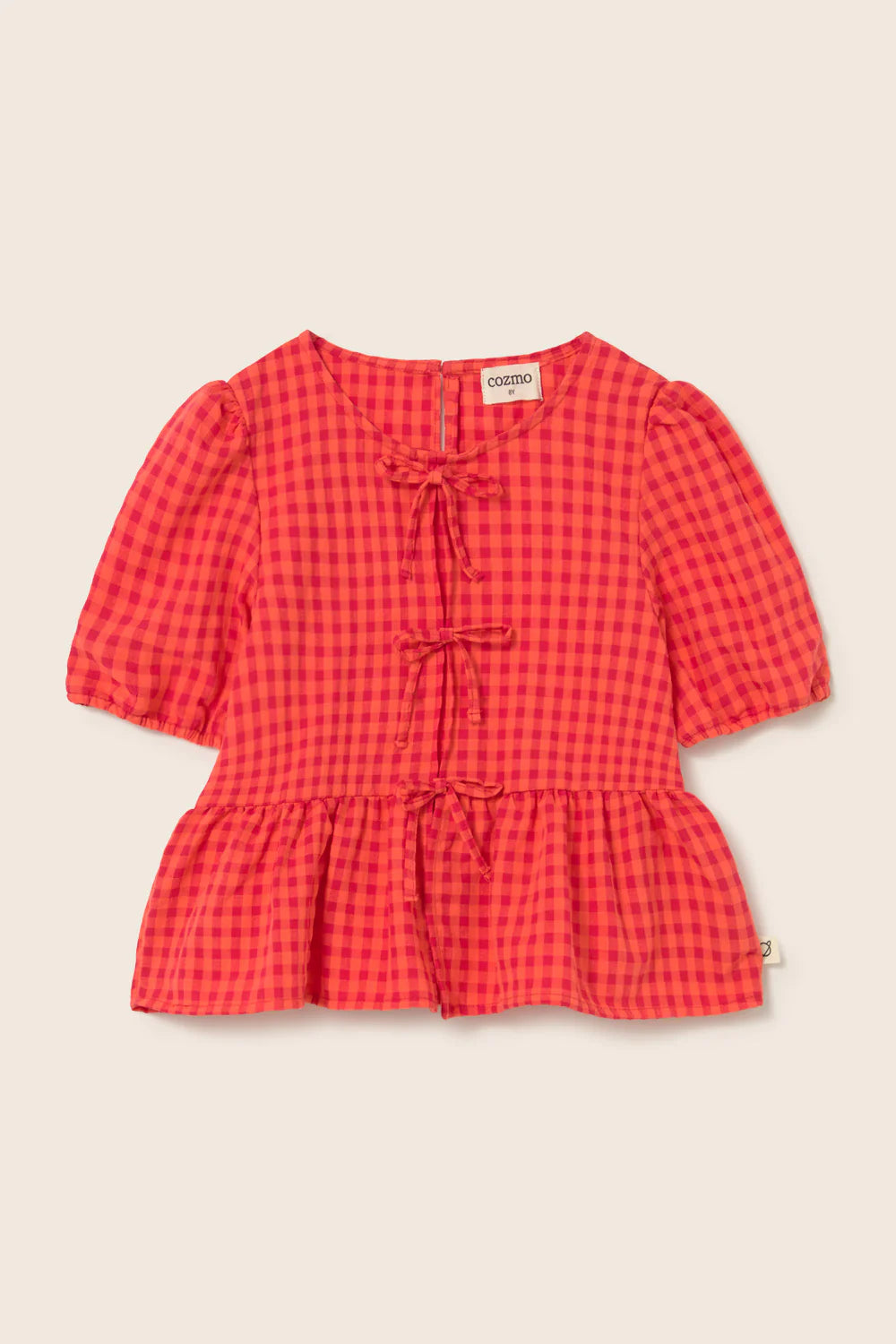 Cozmo- Joy Gingham Cotton Blouse in Tomato