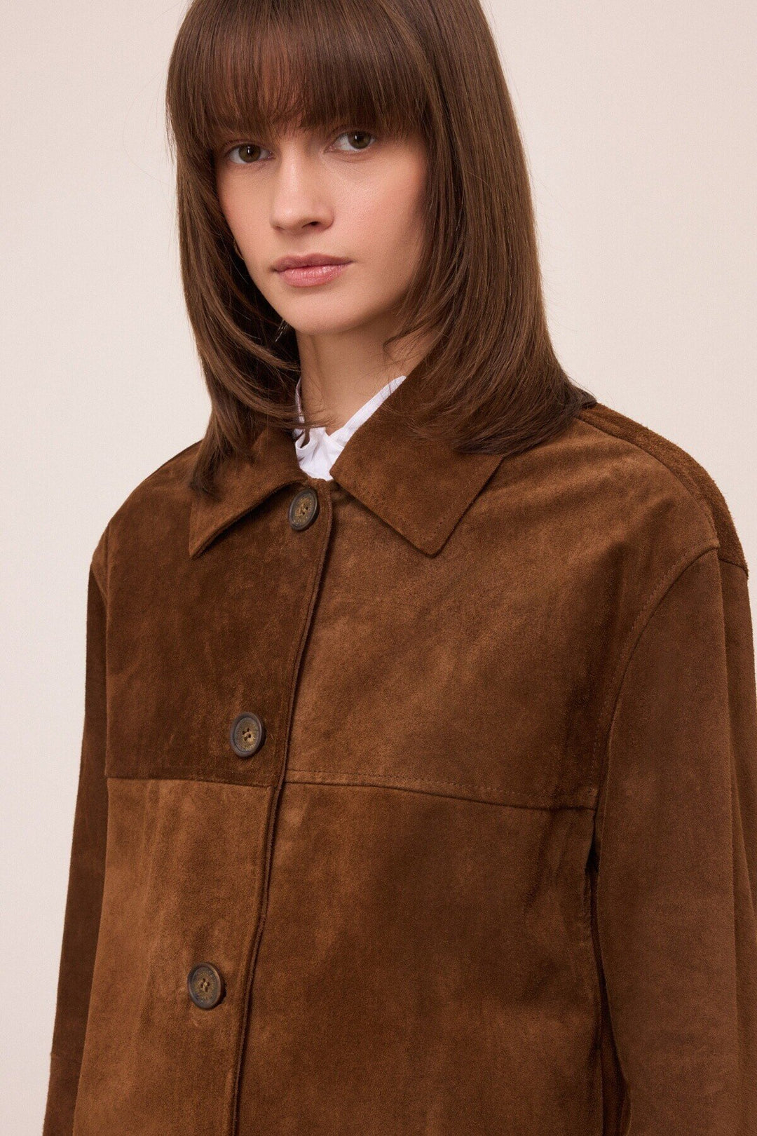 Ottod'Ame - Suede Button Down Jacket in Brown