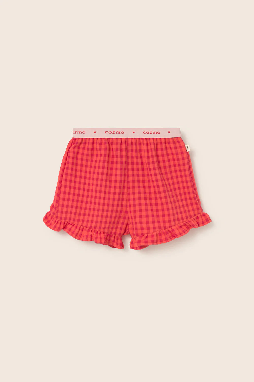 Cozmo- Jud Gingham Cotton Shorts in Tomato