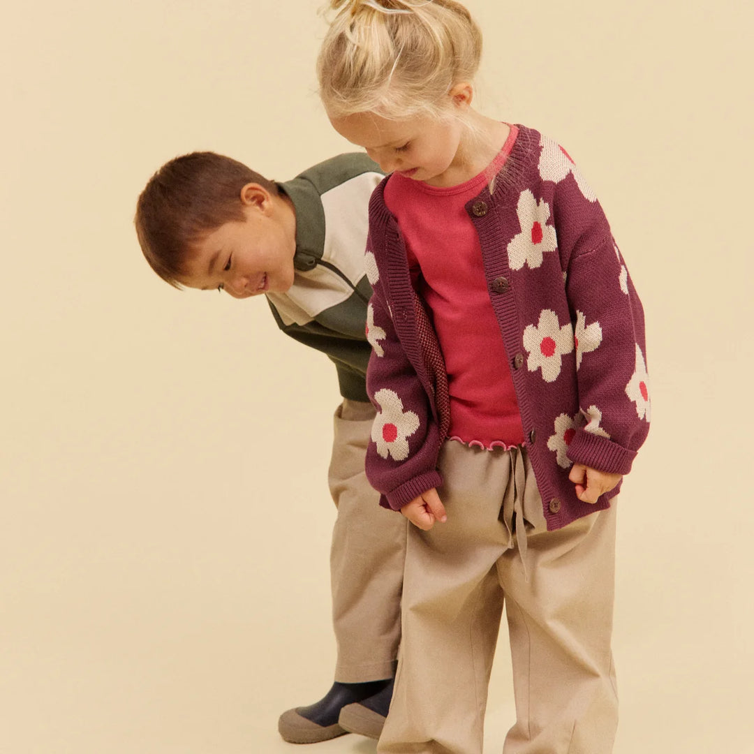 WHEAT – Alvida Jacquard Cardigan in Eggplant