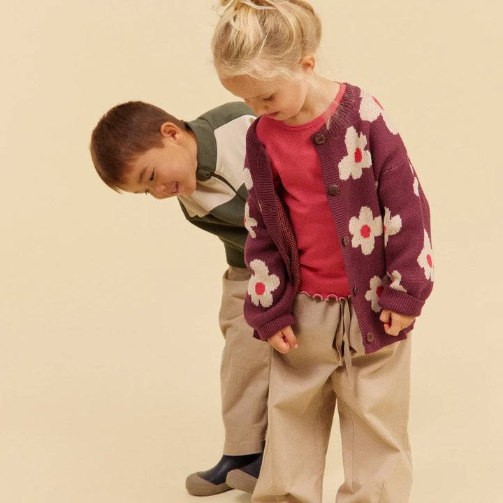 WHEAT – Alvida Jacquard Cardigan in Eggplant