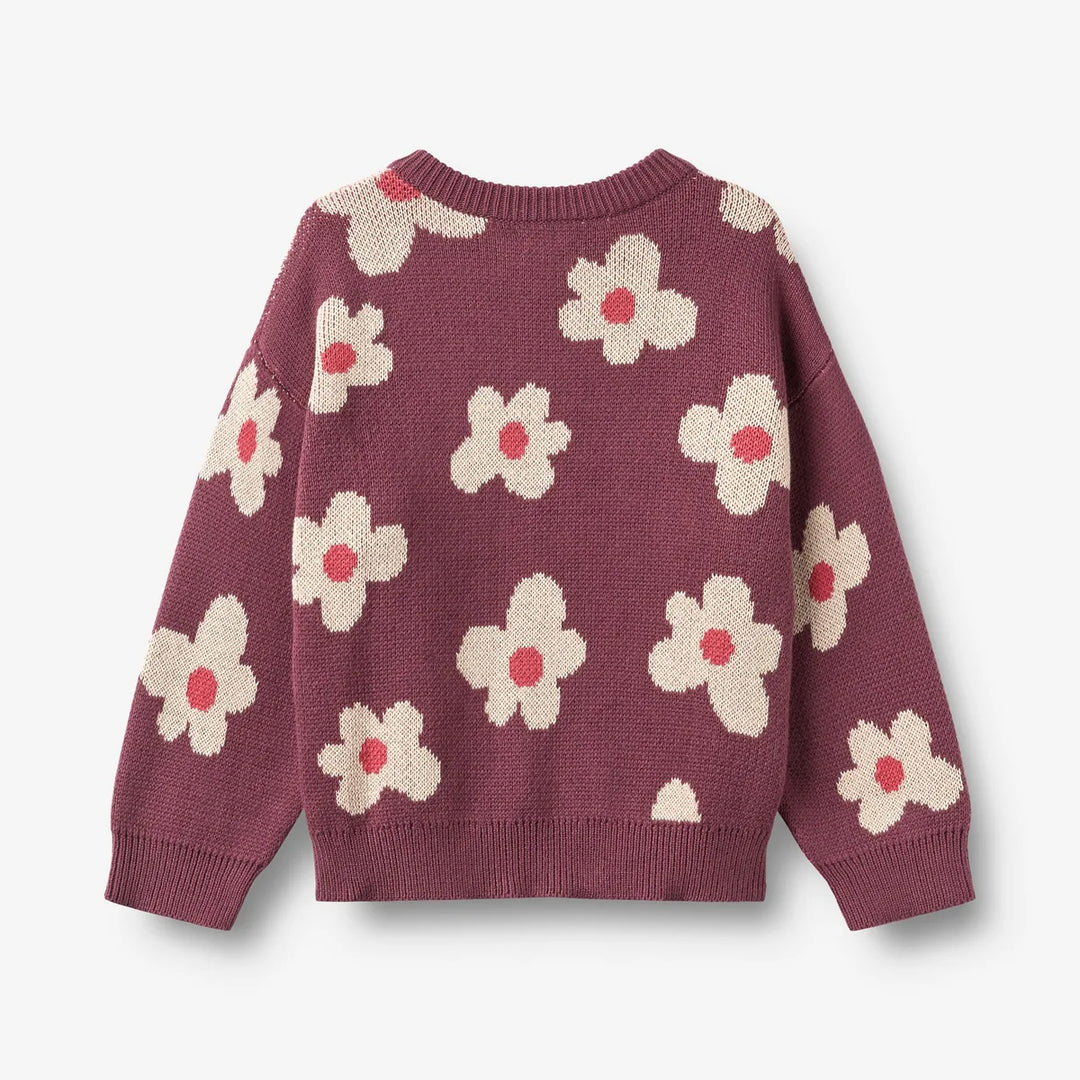 WHEAT – Alvida Jacquard Cardigan in Eggplant