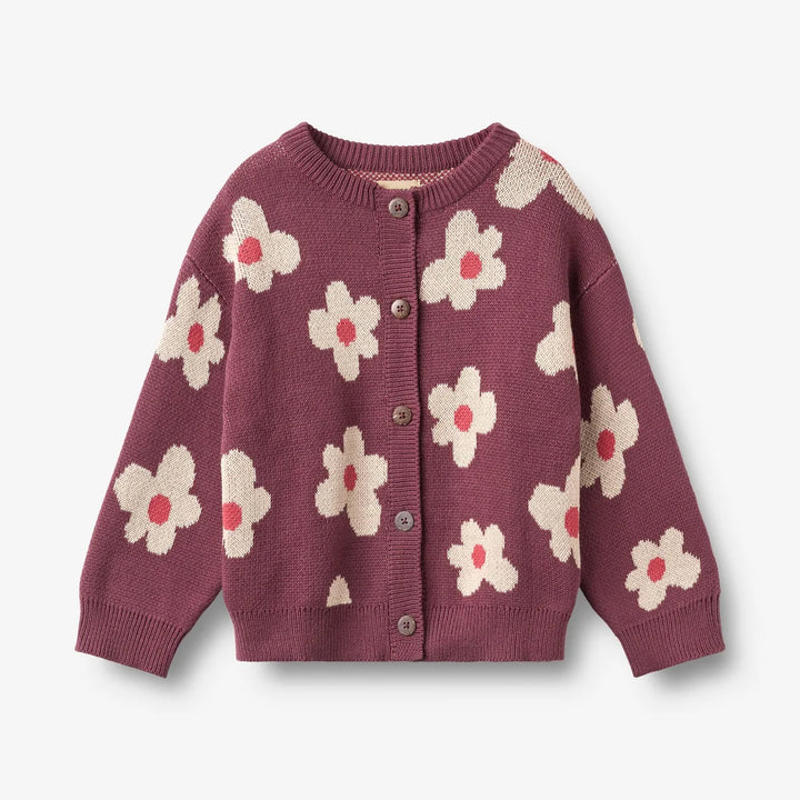 WHEAT – Alvida Jacquard Cardigan in Eggplant