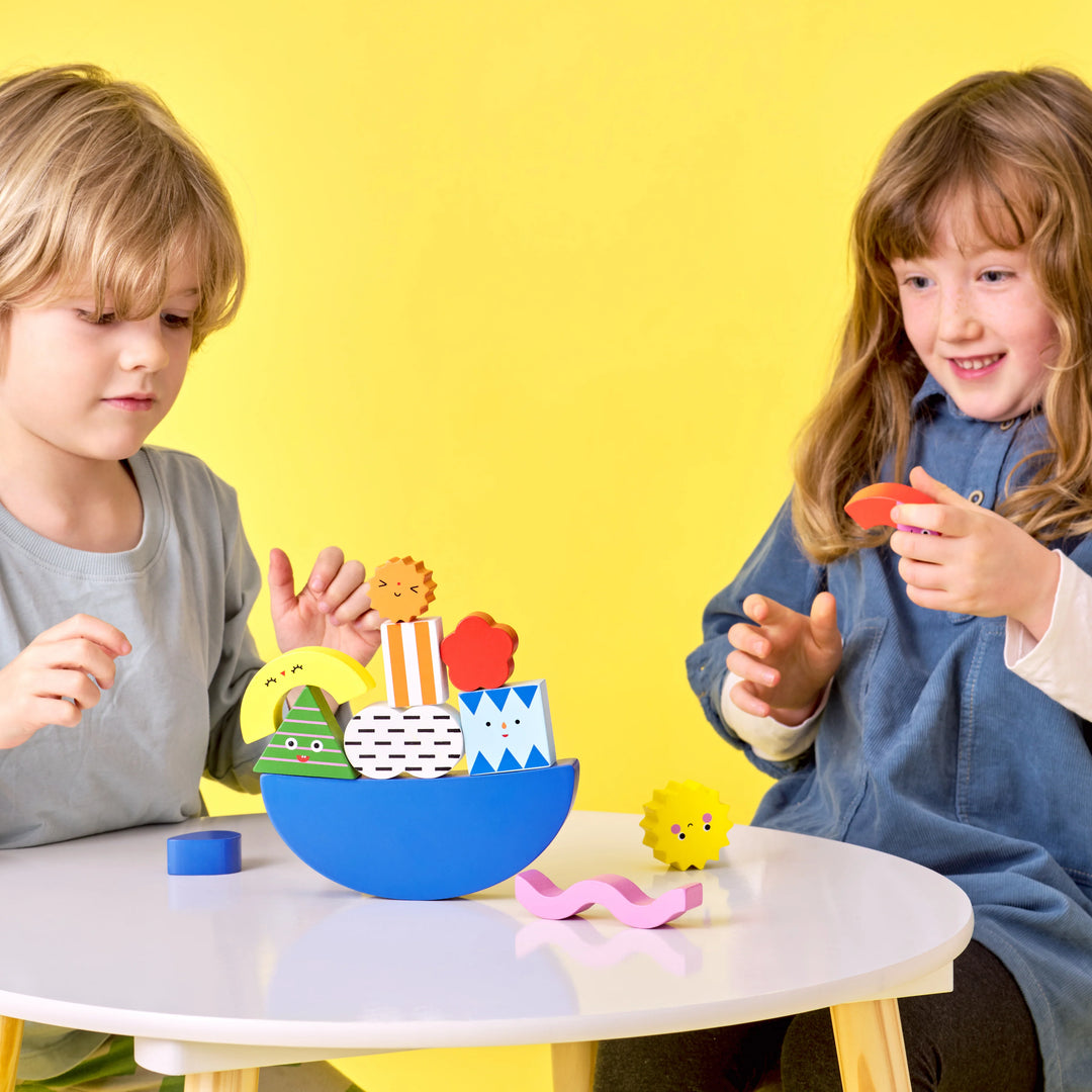 Huckleberry by Kikkerland - Teeter Totter Shapes Wooden Balance Game