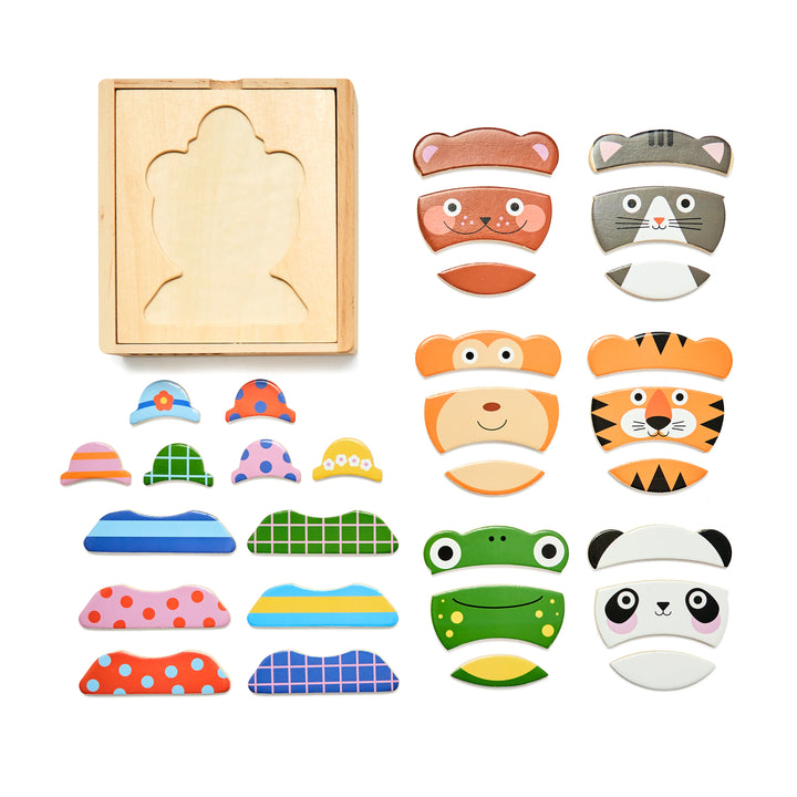 Huckleberry by Kikkerland - Animal Mix Up! Wooden Puzzle