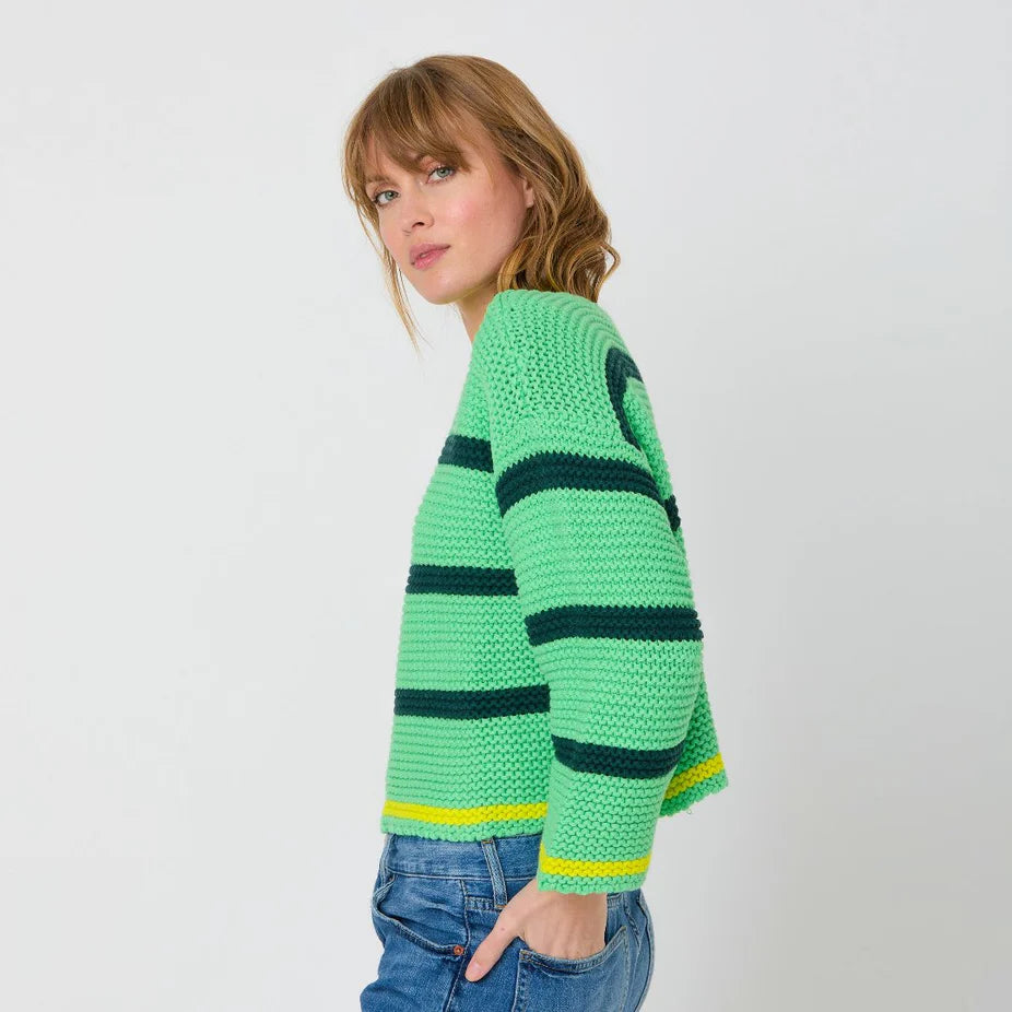 Kerri Rosenthal – Kaia Stripe Sweater in Green Lite