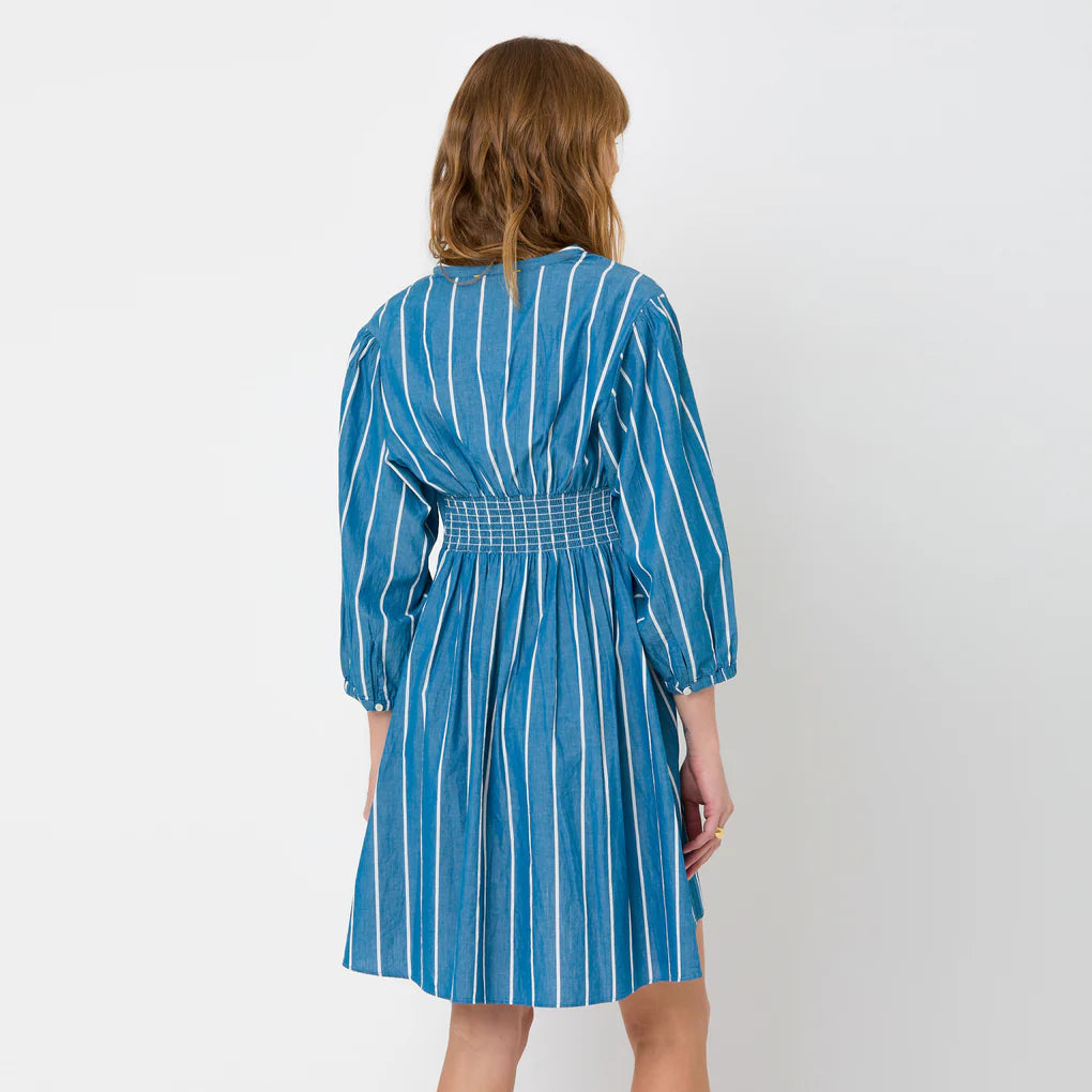 Kerri Rosenthal – Audrey Dress in Aegean / White Stripe