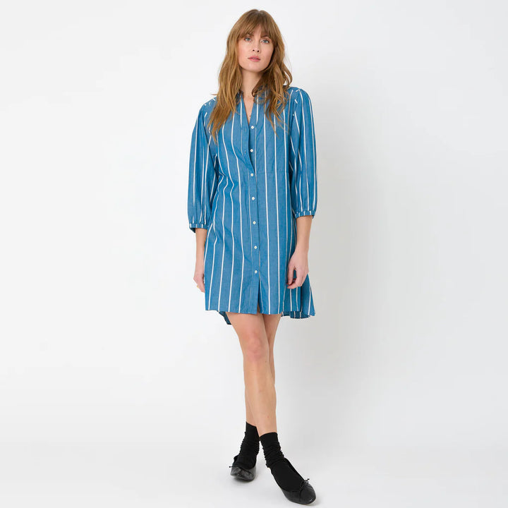 Kerri Rosenthal – Audrey Dress in Aegean / White Stripe