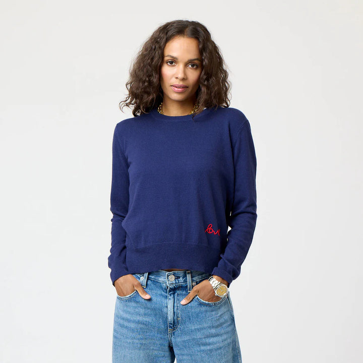 Kerri Rosenthal – Patchwork Cotton Pullover in Navy