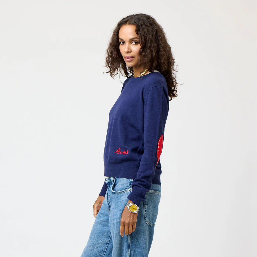 Kerri Rosenthal – Patchwork Cotton Pullover in Navy