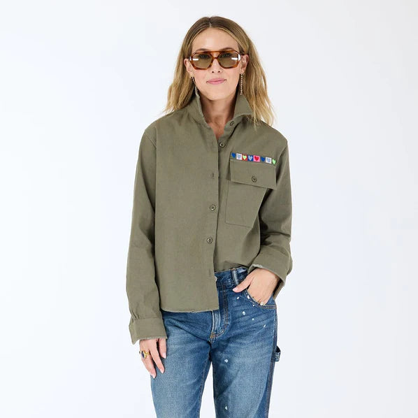 Kerri Rosenthal – Pia Love Brigade Button Down Shirt in Army Green