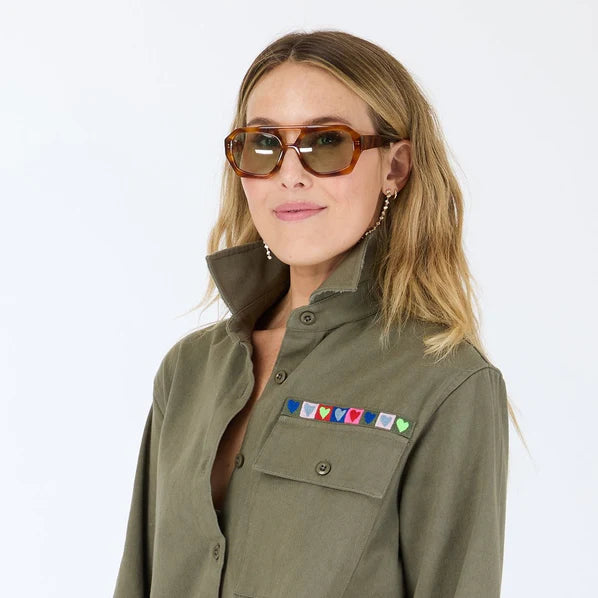 Kerri Rosenthal – Pia Love Brigade Button Down Shirt in Army Green